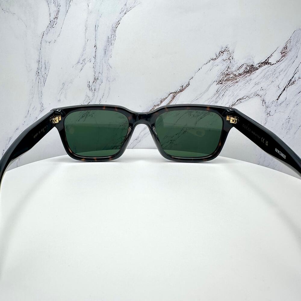 New GUCCI Sunglasses Brown Gold Red Green Web 55-20-145 mm Mens Square Gucci - Picture 15 of 16